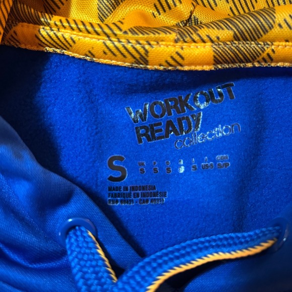 NWT Reebok Workout Ready Pullover Hoodie Blue Gold Yellow Logo Men's Size S - Picture 4 of 11